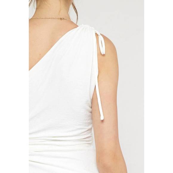 NEW ENTRO single shoulder maxi dress in off white - Picture 6 of 6